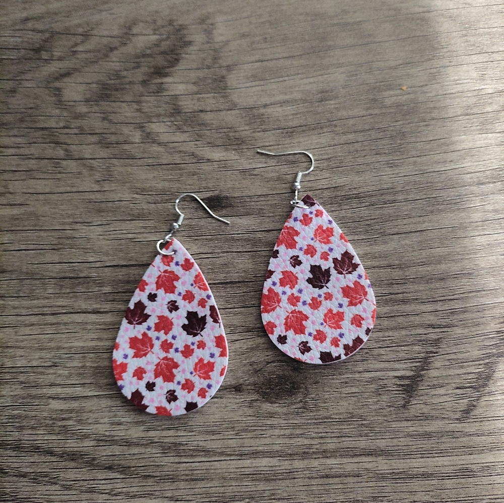 NWT Fall Faux Leather Earrings